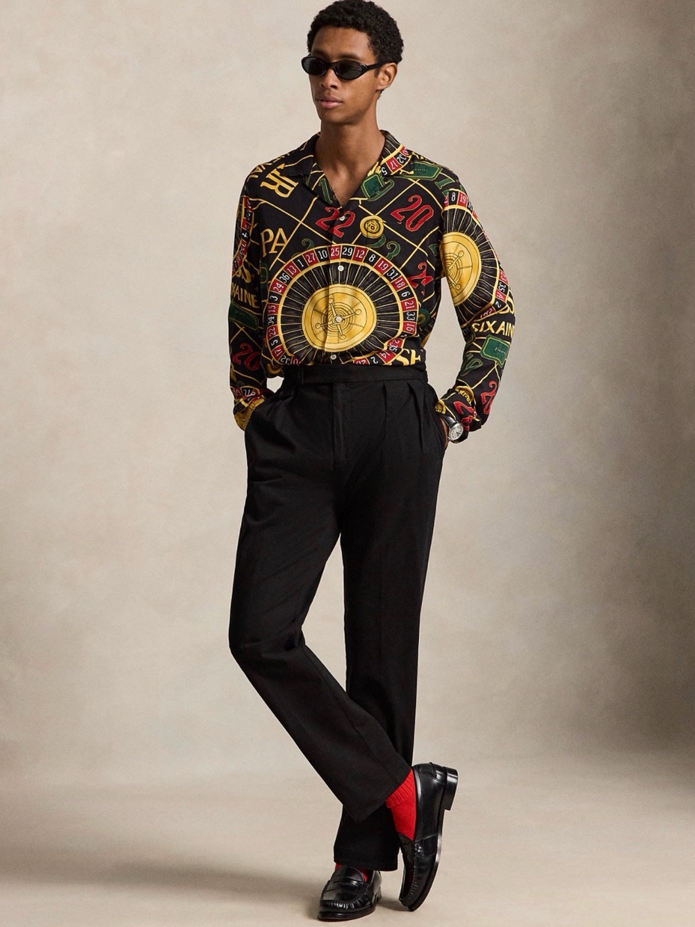 Polo by Ralph Lauren Black Roulette-Print Casino Shirt with Gold & Green Accent - Picture 3 of 7